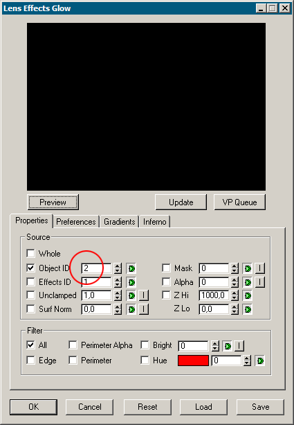 Lens Effects Glow Properties