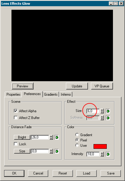 Lens Effects Glow Preferences